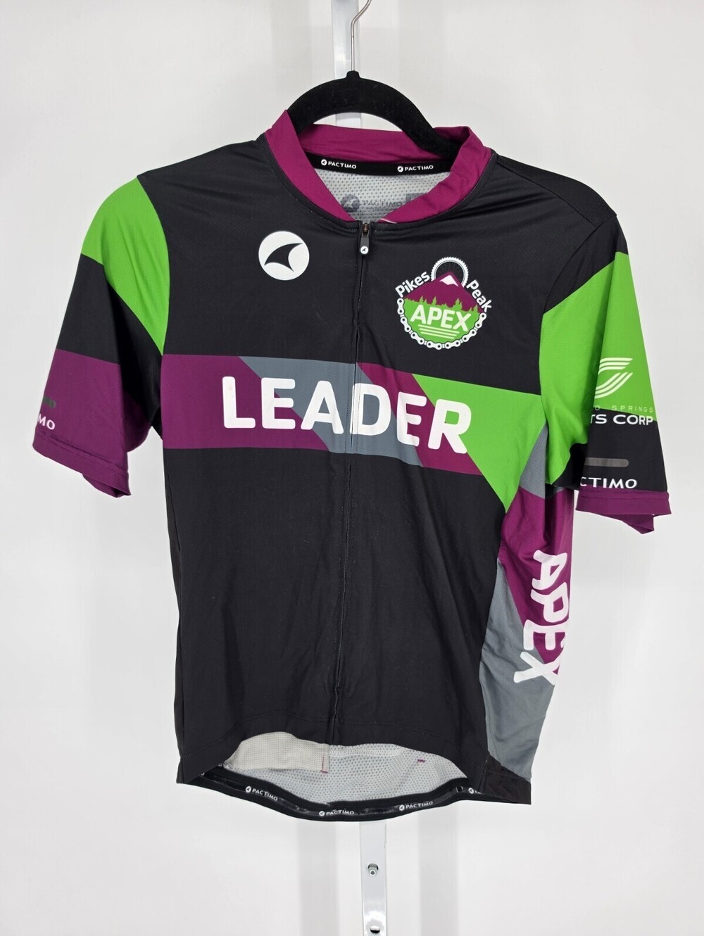Pactimo Mens Sz S Short Sleeve Cycling Jersey Full Zip Black Purple "Leader"